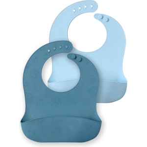 Set bavaglini in silicone azzurro e blu