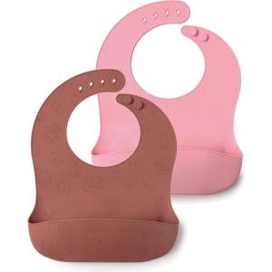 Set bavaglini in silicone rosa e rosso