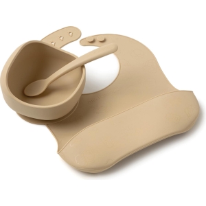Set pappa 3 pezzi in silicone beige