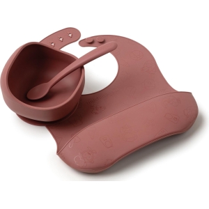Set pappa 3 pezzi in silicone rosso