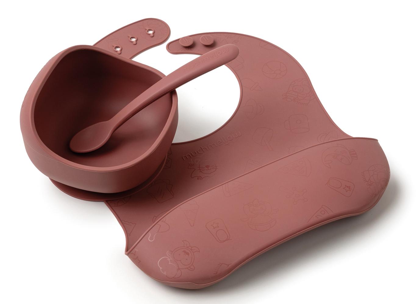 Set pappa 3 pezzi in silicone rosso