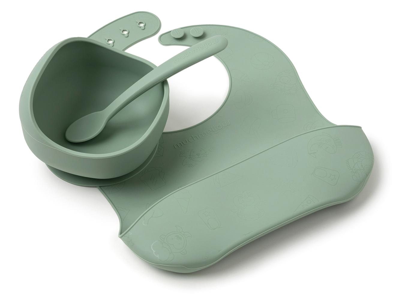 Set pappa 3 pezzi in silicone verde