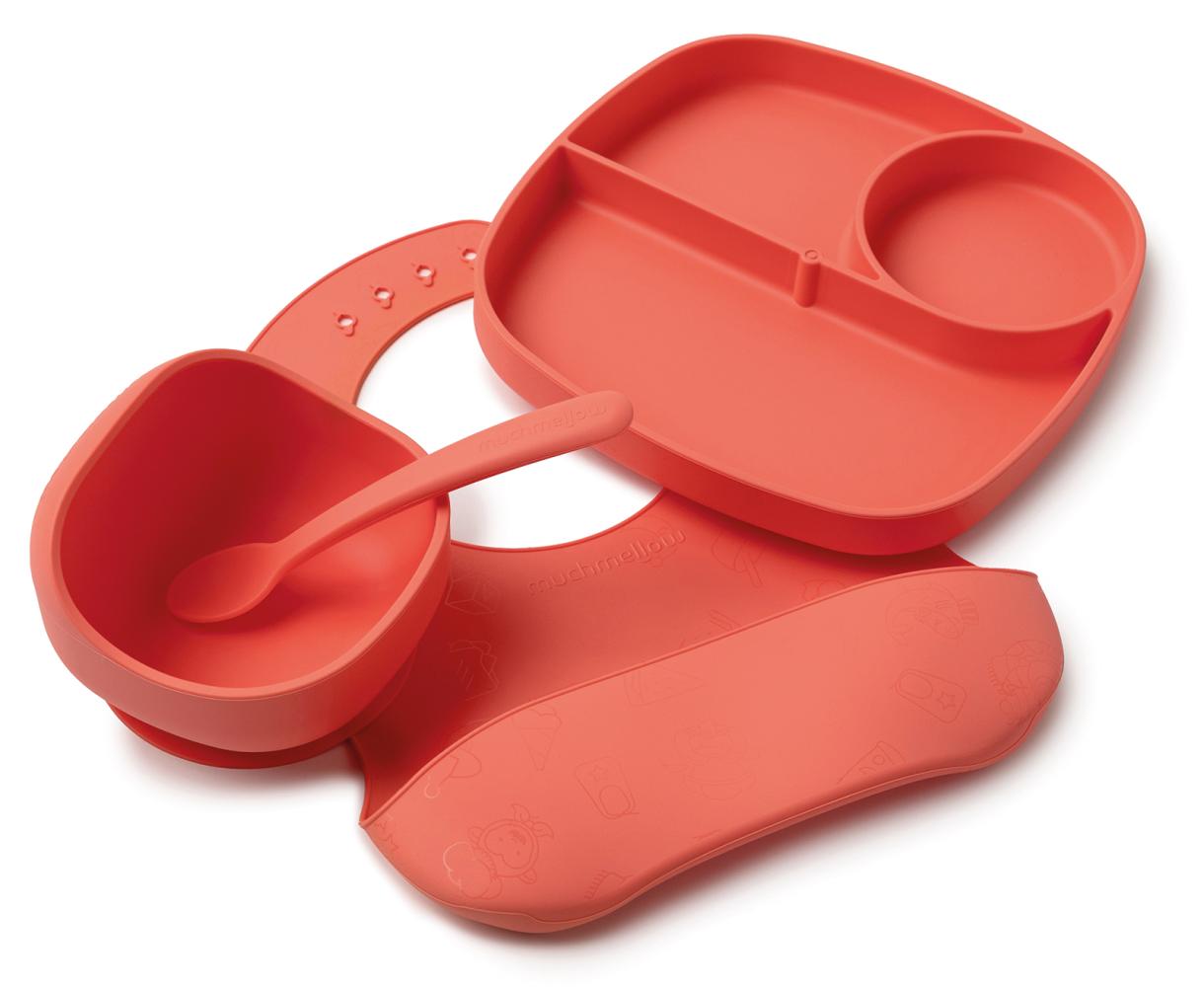 Set pappa 4 pezzi in silicone arancio