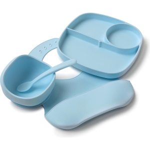 Set pappa 4 pezzi in silicone azzurro