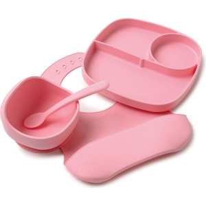 Set pappa 4 pezzi in silicone rosa