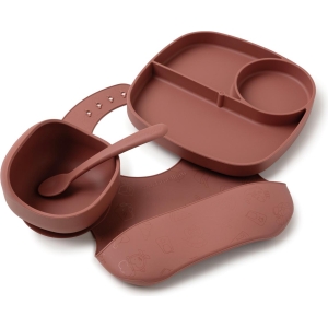 Set pappa 4 pezzi in silicone rosso