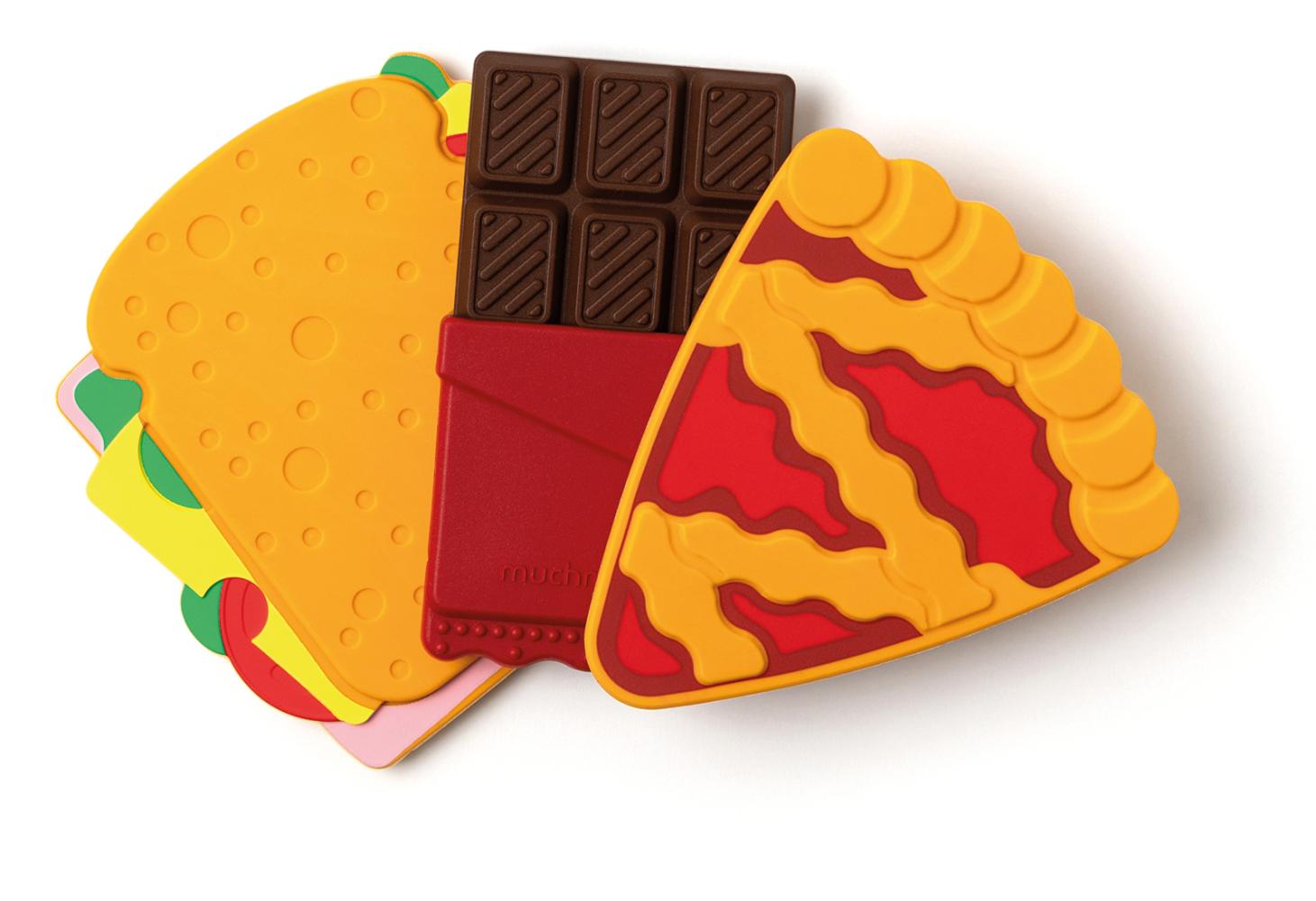 Set 3 massaggiagengive in silicone Cioccolata-Crostata-Sandwich