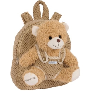 Zainetto con orsetto peluche beige