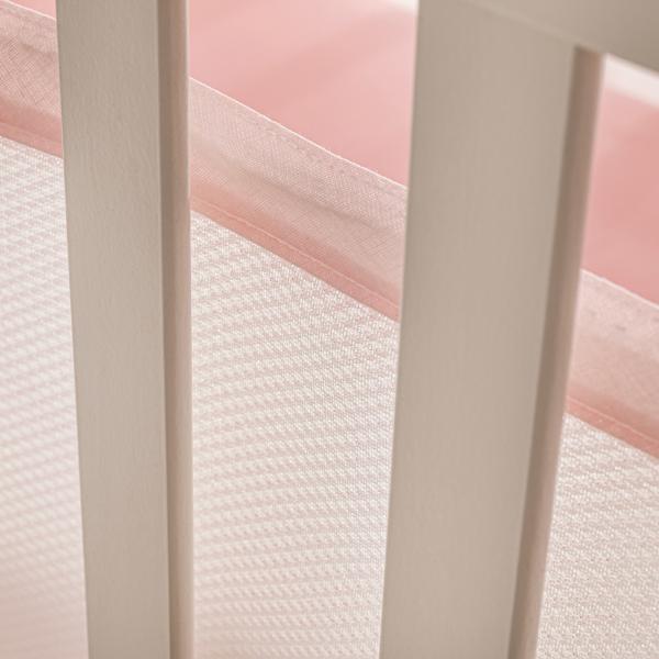 Paracolpi antisoffoco 4 sponde per culla e lettino rosa - immagine 3