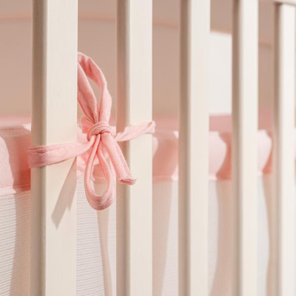 Paracolpi antisoffoco 4 sponde per culla e lettino rosa - immagine 4