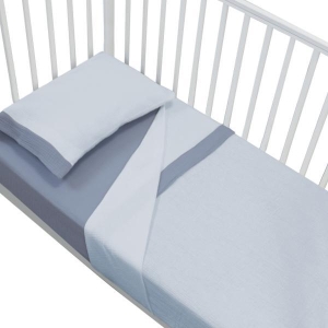 Completo per lettino in mussola azzurro