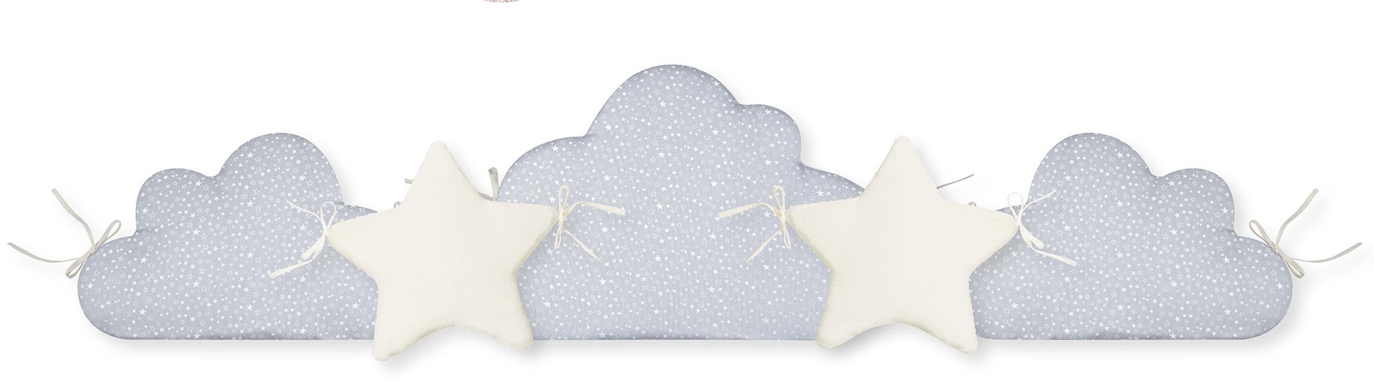 Set 5 cuscini paracolpi per culla e lettino Cloudy azzurro