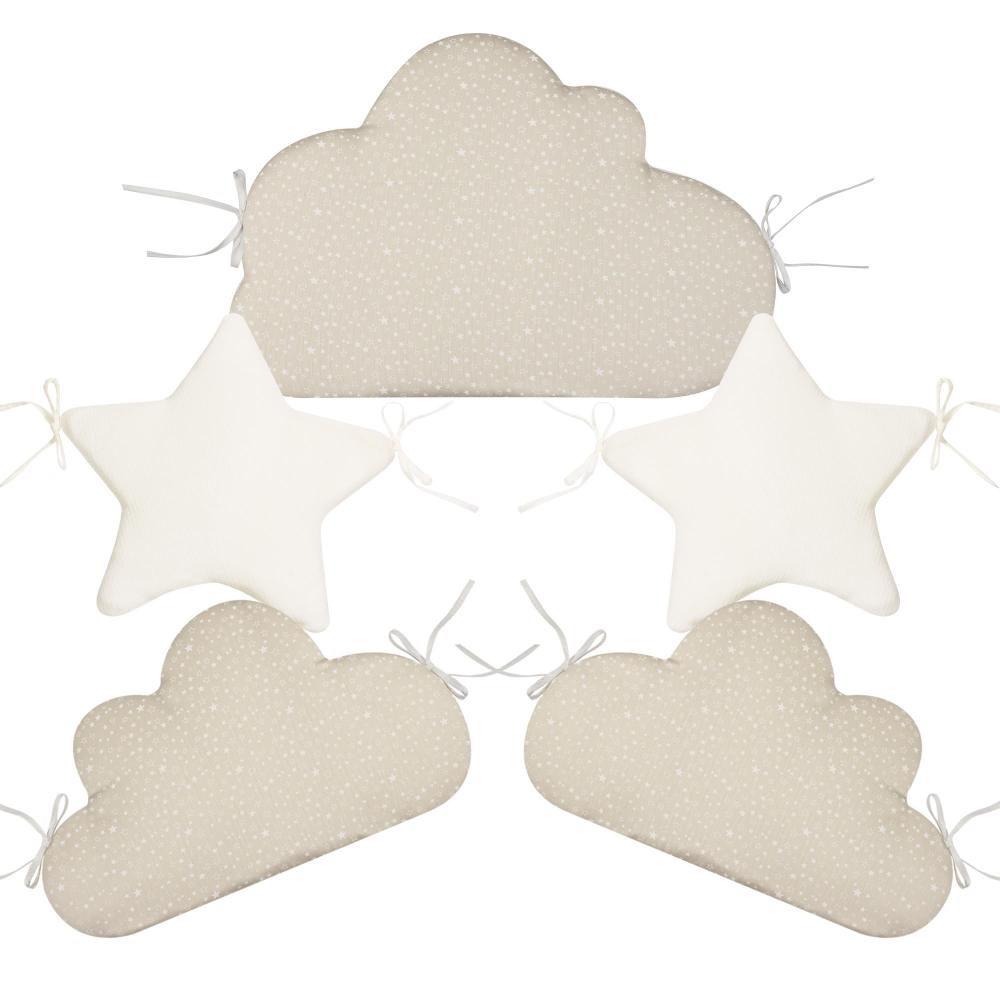 Set 5 cuscini paracolpi per culla e lettino Cloudy tortora