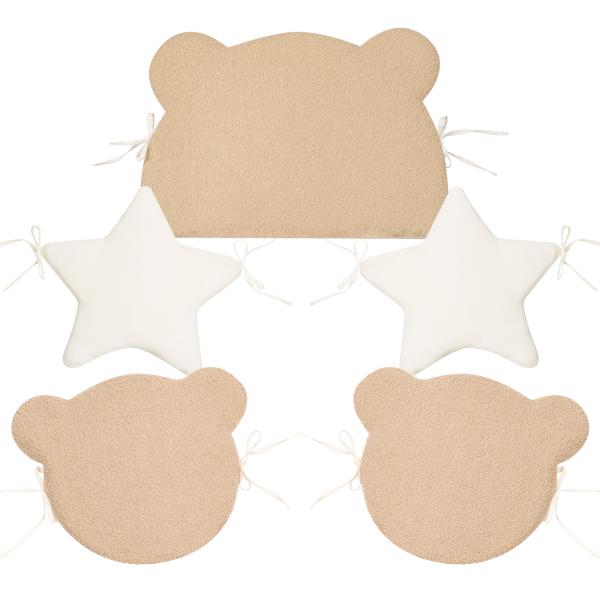 Set 5 cuscini paracolpi per culla e lettino Teddy Paddy beige