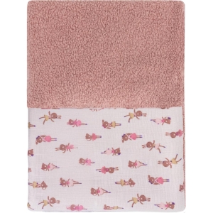 Coperta in mussola per culla e lettino Teddy rosa e Fifi 150x130 cm