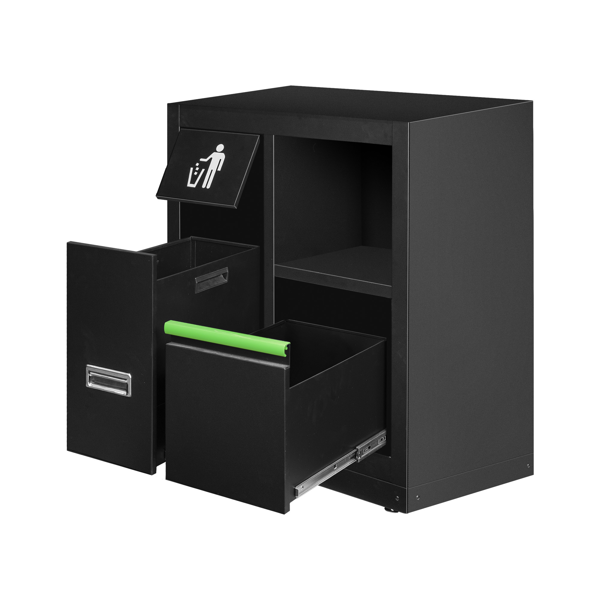 CASSETTIERA FISSA CON 3 CASSETTI CON SUPPORTO PER BOBINA DI CARTA
