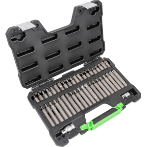 VALIGETTA DI 42 PEZZI CON INSERTI ESAGONALI, A 12 CANTI E TORX 1/2" E 3/8"