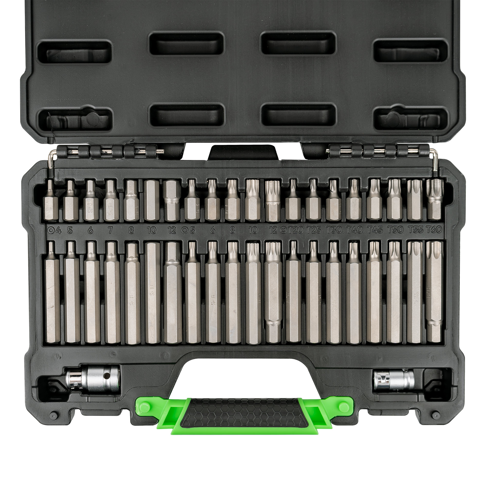VALIGETTA DI 42 PEZZI CON INSERTI ESAGONALI, A 12 CANTI E TORX 1/2" E 3/8" - immagine 2