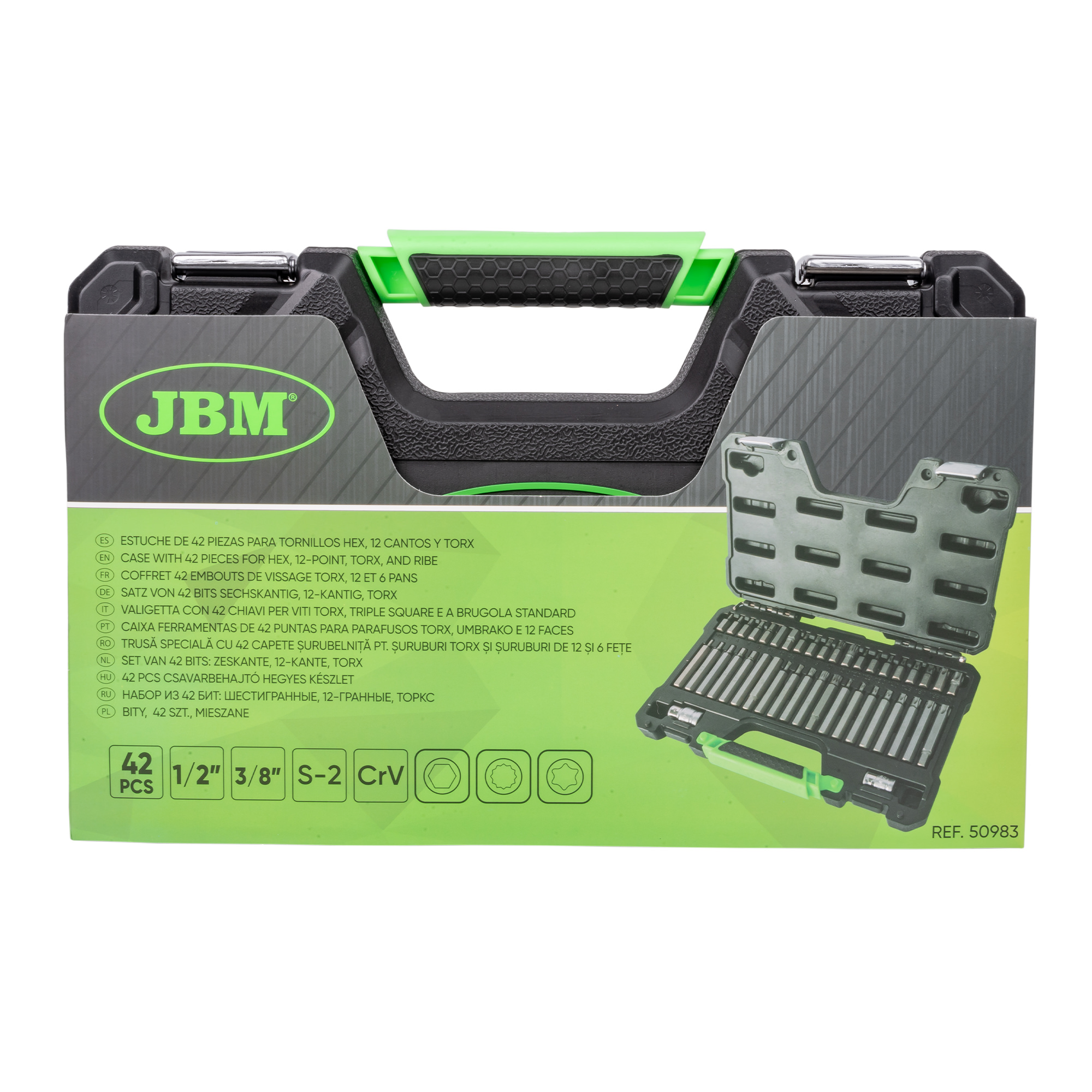 VALIGETTA DI 42 PEZZI CON INSERTI ESAGONALI, A 12 CANTI E TORX 1/2" E 3/8" - immagine 4