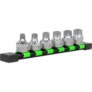 SET DI 6 INSERTI XZN INVIOLABILI A 12 DENTI CON BUSSOLE 1/2"