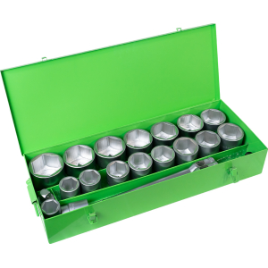 SET METALLICO DA 21 PEZZI CON BUSSOLE ESAGONALI DA 1" – FINITURA ZINCATA