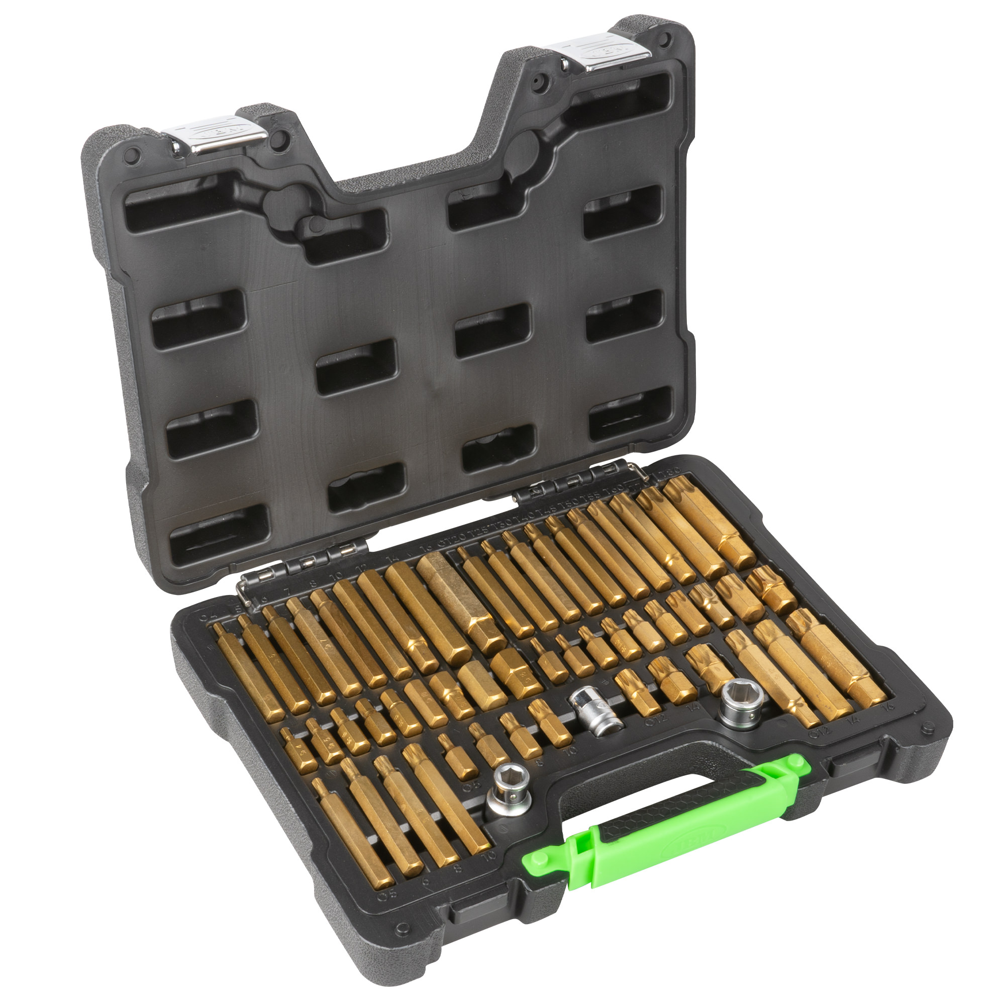 VALIGETTA DI 55 PEZZI CON INSERTI ESAGONALI, A 12 CANTI E TORX E ADATTATORI 1/2" E 3/8" - immagine 2