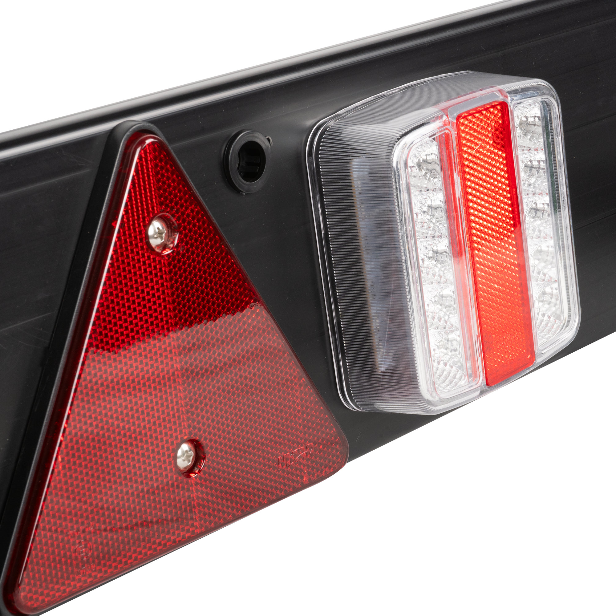 BARRA PER RIMORCHIO DI 1100 MM X 140 MM, 2 LUCI LED E 2 CATARIFRANGENTI TRIANGOLARI