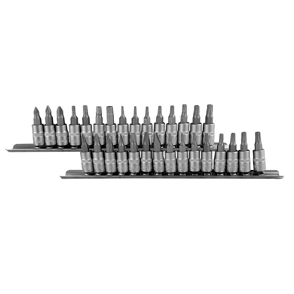 SET DI 30 INSERTI PHILLIPS, PIATTO, ALLEN, TORX E TORX INVIOLABILI CON BUSSOLE 1/4"