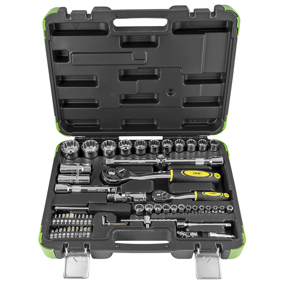 SET DI UTENSILI DA 60 PEZZI CON BUSSOLE SPLINE DA 1/2" E 1/4" – FINITURA CROMATA