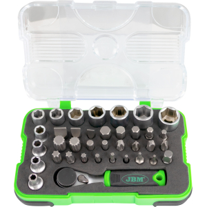 MINI SET DI 37 INSERTI E BUSSOLE CON CRICCHETTO 1/4"