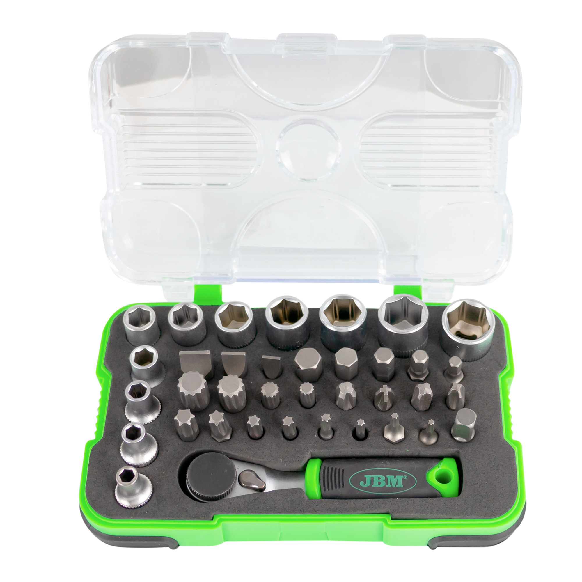 MINI SET DI 37 INSERTI E BUSSOLE CON CRICCHETTO 1/4"