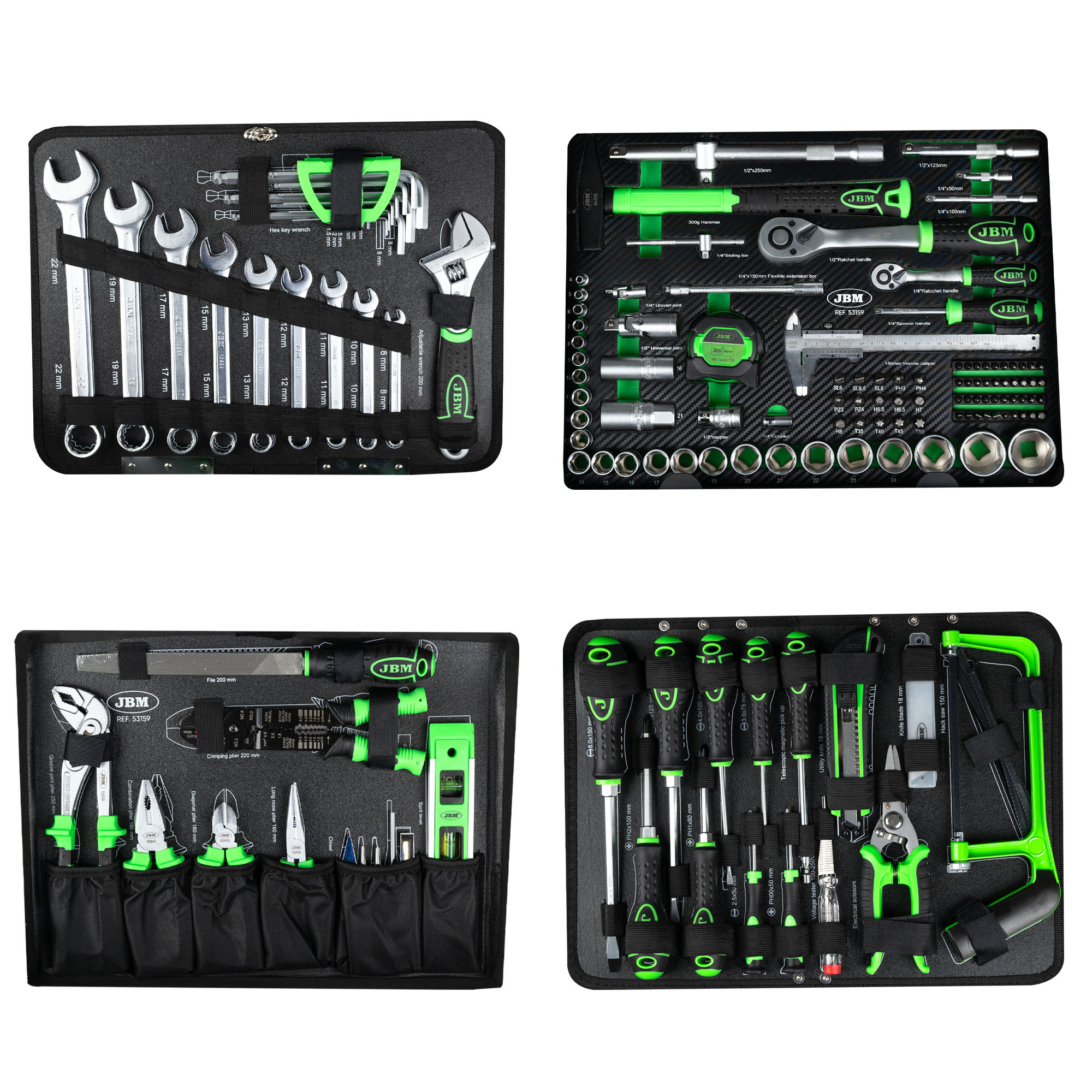 SET DI UTENSILI DA 159 PEZZI IN ALLUMINIO CON BUSSOLE DA 1/4" E 1/2" – FINITURA ZINCATA - immagine 3