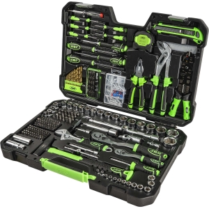 SET DI UTENSILI DA 302 PEZZI CON BUSSOLE ESAGONALI DA 1/2" E 1/4" – FINITURA ZINCATA