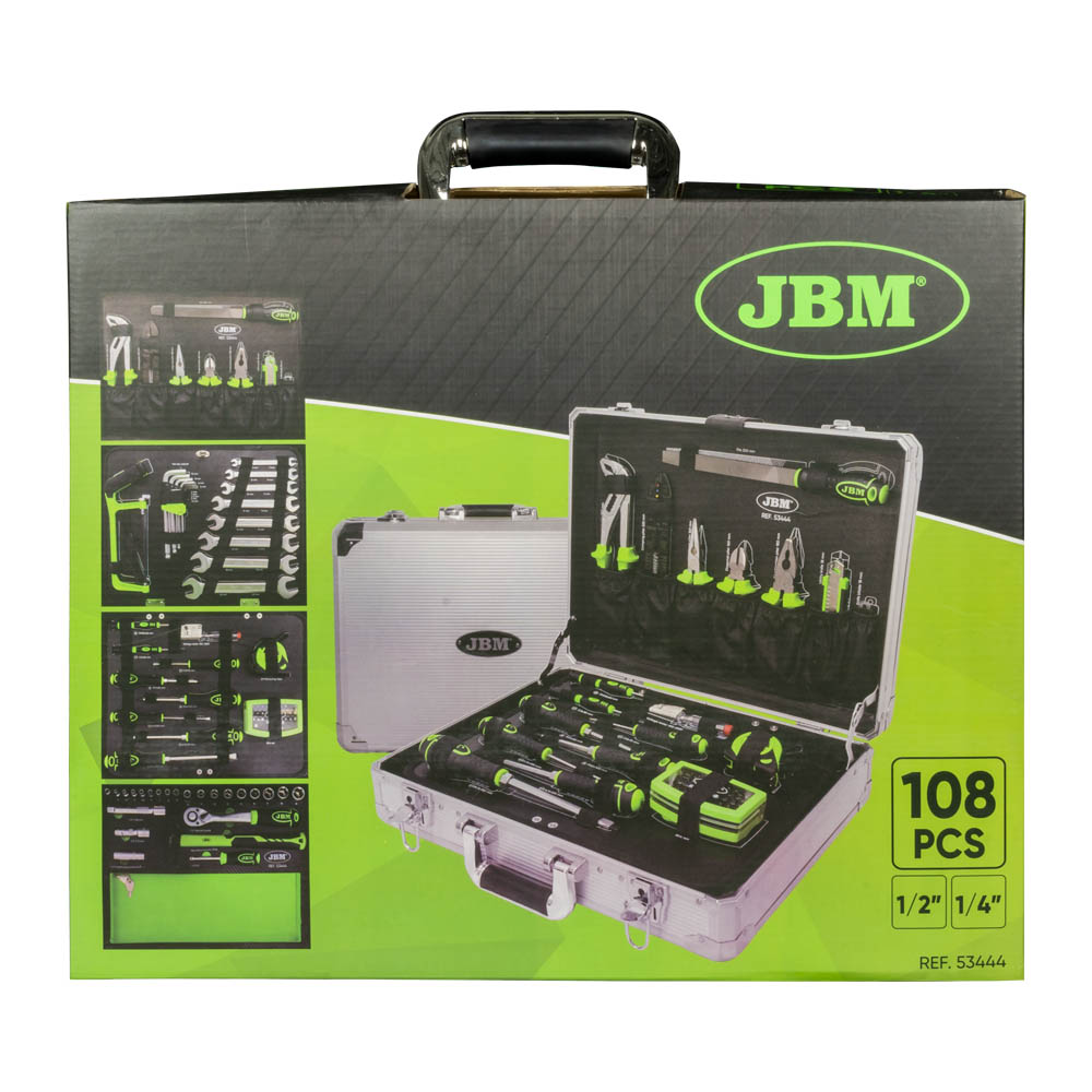SET DI UTENSILI DA 109 PEZZI IN ALLUMINIO CON BUSSOLE DA 1/4" E 1/2" – FINITURA ZINCATA - immagine 4