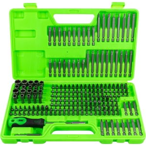 VALIGETTA DI 208 PEZZI CON INSERTI 1/4" E ADATTATORE PER CACCIAVITE