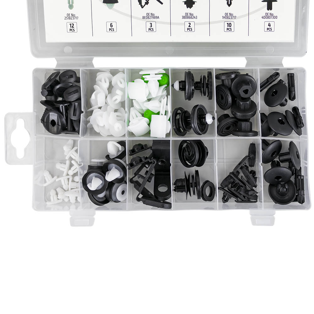 ASSORTIMENTO DI 79 PZ. CLIP PER PANNELLI PORTA/MODANATURA/TAPPEZZATURA VAG/SEAT/SKODA - immagine 3