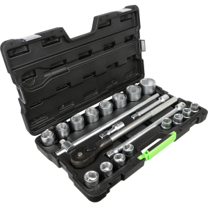 SET DI UTENSILI DA 21 PEZZI CON BUSSOLE ESAGONALI DA 3/4" – FINITURA ZINCATA