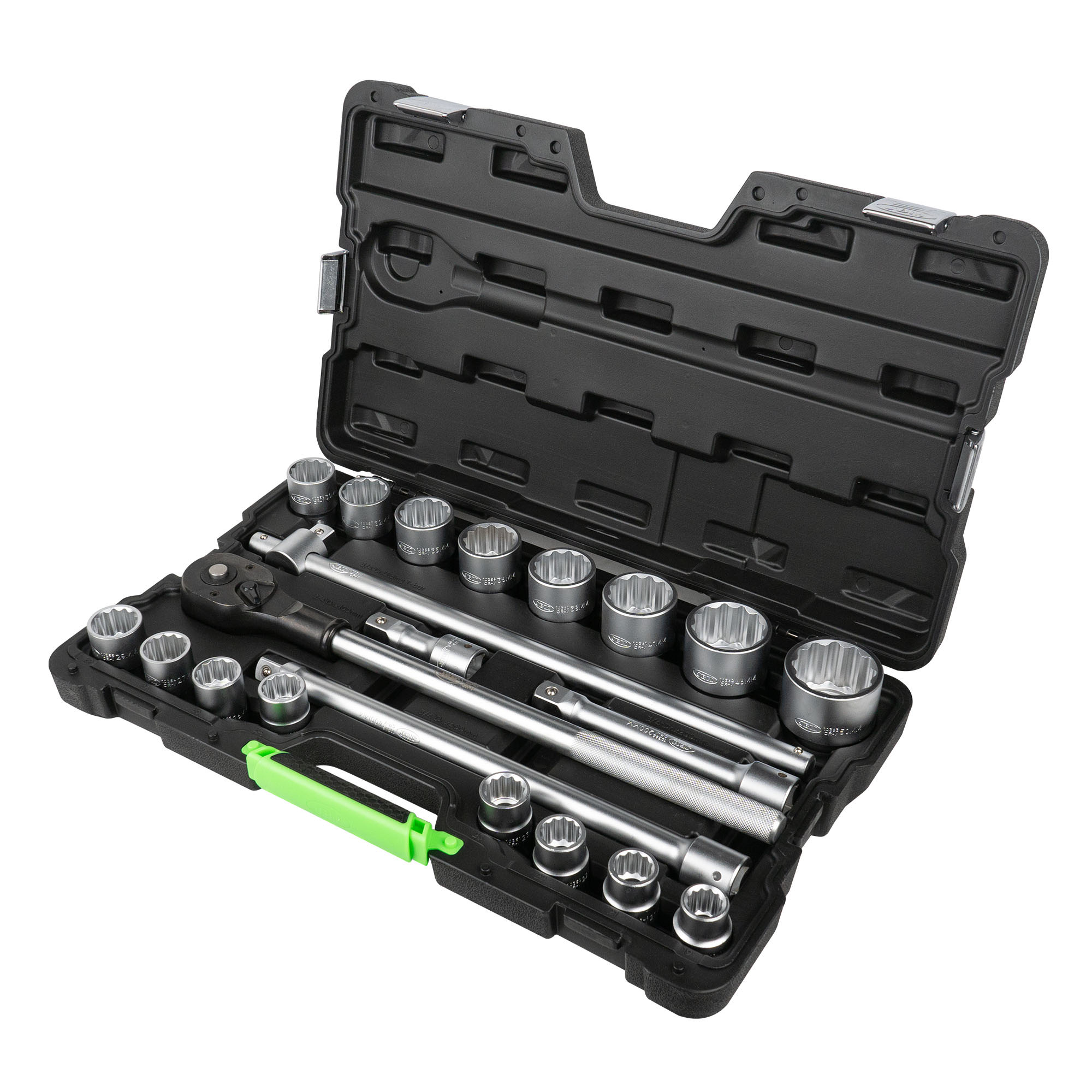 SET DI UTENSILI DA 21 PEZZI CON BUSSOLE A 12 PUNTE DA 3/4" – FINITURA ZINCATA - immagine 2