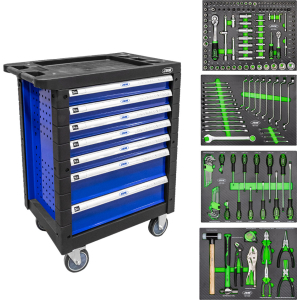CARRELLO PORTA ATTREZZI A 7 CASSETTI BLU - ALLESTITO