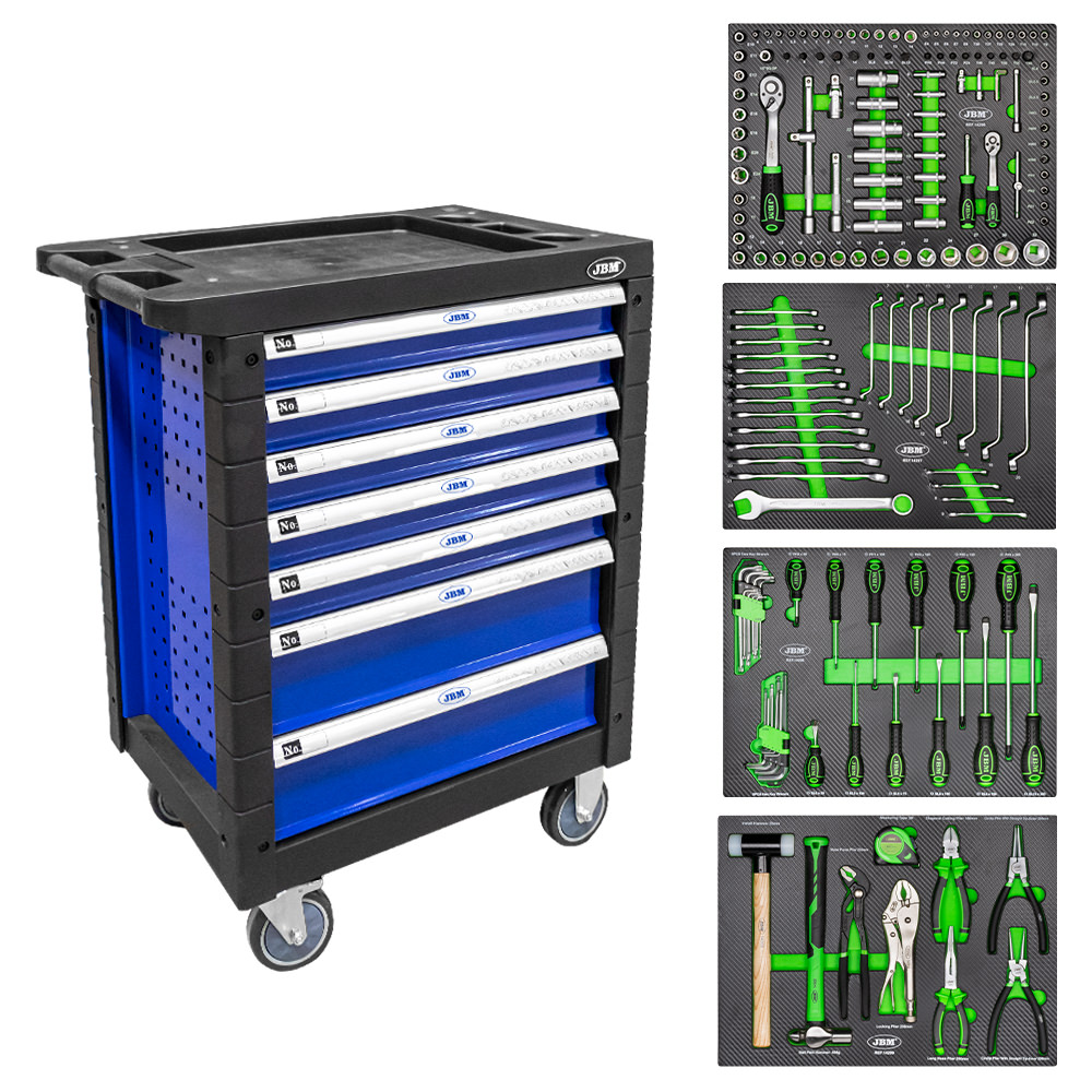 CARRELLO PORTA ATTREZZI A 7 CASSETTI BLU - ALLESTITO