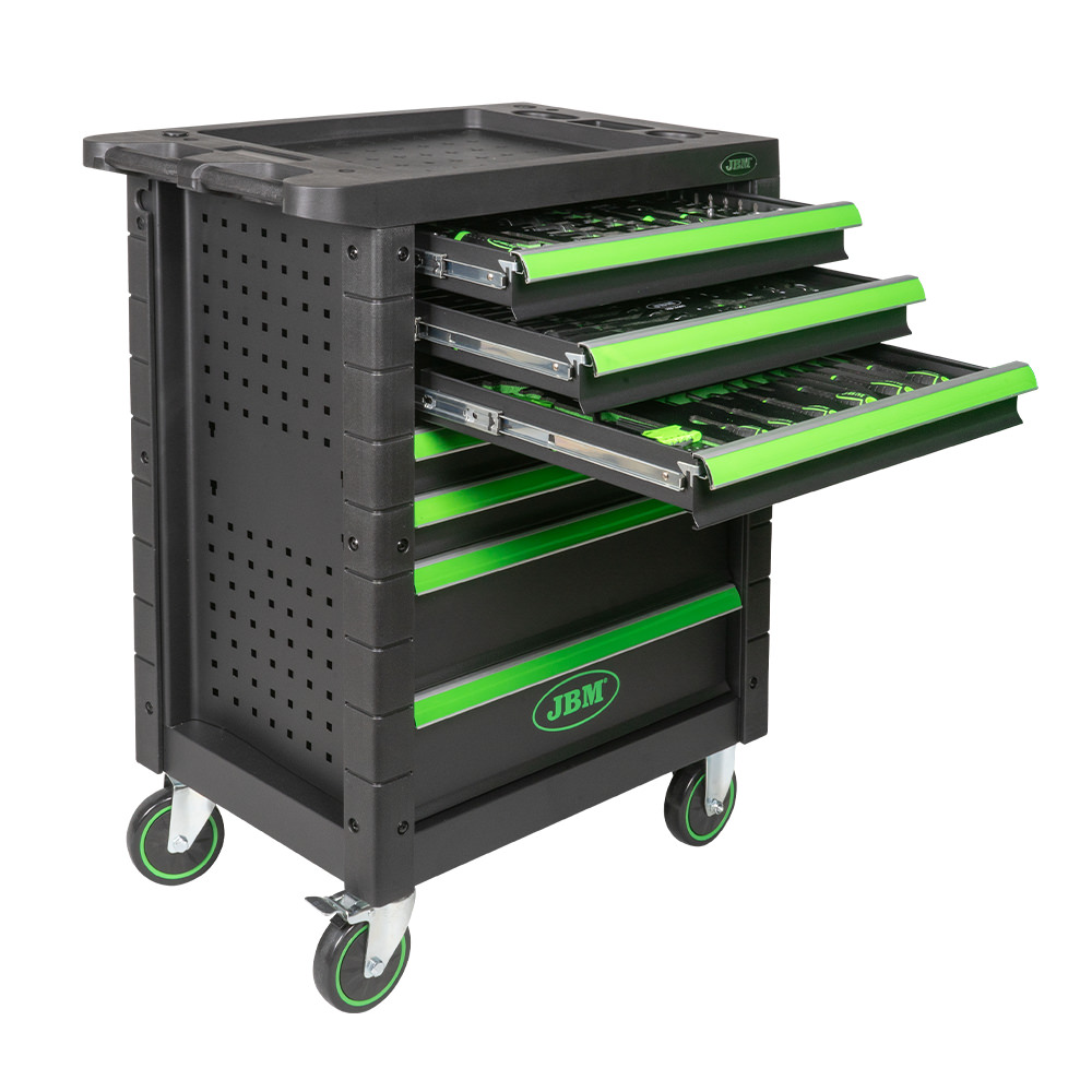 CARRELLO CON 7 CASSETTI VERDE - CON UTENSILI