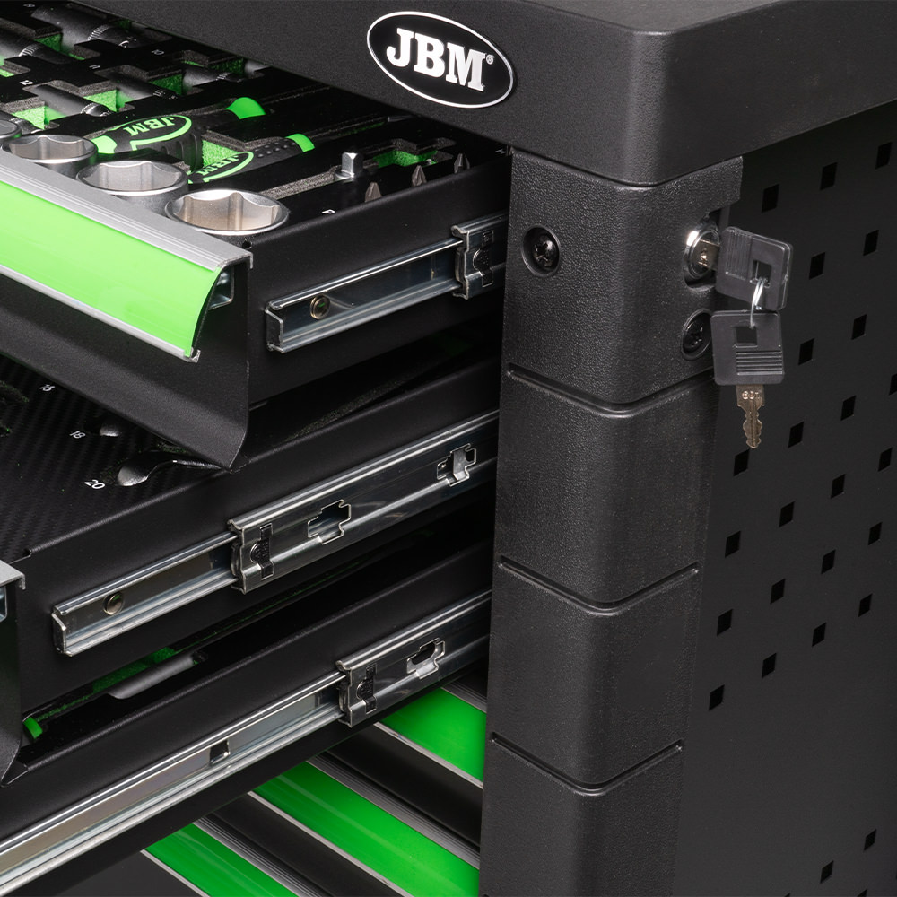 CARRELLO CON 7 CASSETTI VERDE - CON UTENSILI - immagine 2