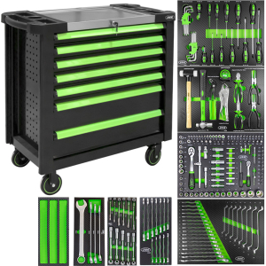 CARRELLO XL CON 7 CASSETTI VERDE - CON UTENSILI
