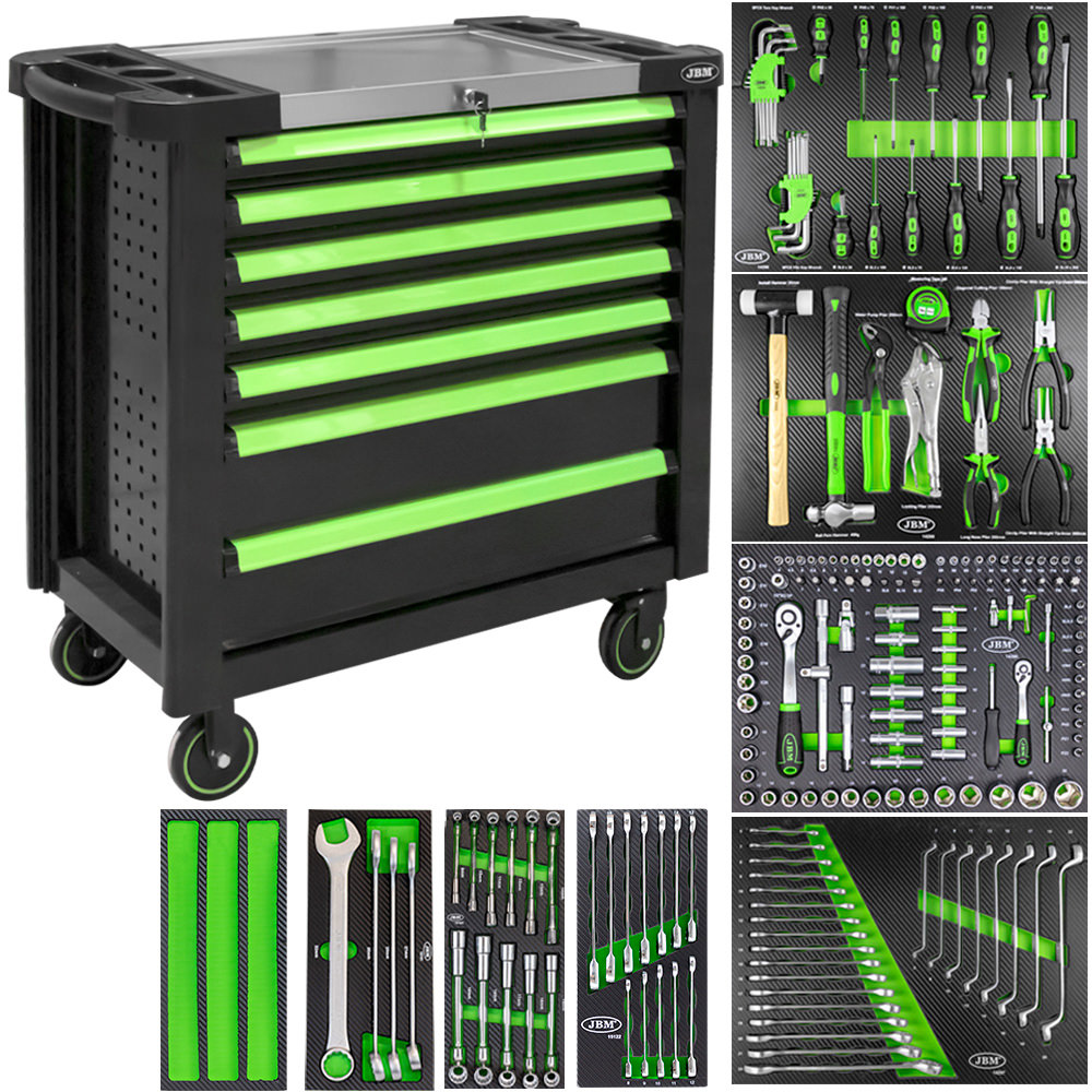 CARRELLO XL CON 7 CASSETTI VERDE - CON UTENSILI