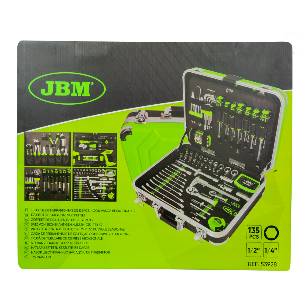 SET DI UTENSILI DA 135 PEZZI IN ALLUMINIO CON BUSSOLE DA 1/4" E 1/2" – FINITURA ZINCATA - immagine 4