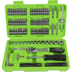 SET DI UTENSILI DA 130 PEZZI CON BUSSOLE E INSERTI 1/4" – FINITURA ZINCATA