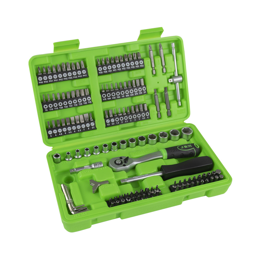 SET DI UTENSILI DA 130 PEZZI CON BUSSOLE E INSERTI 1/4" – FINITURA ZINCATA - immagine 3
