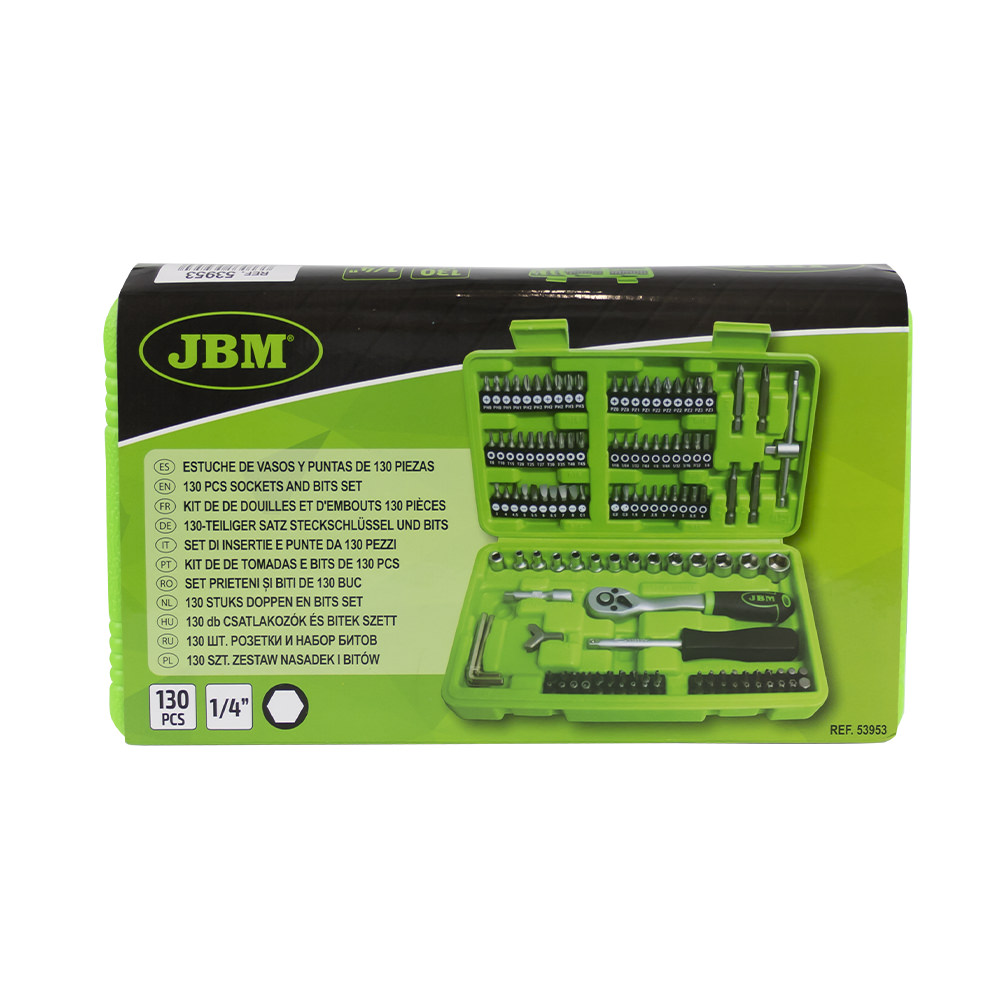 SET DI UTENSILI DA 130 PEZZI CON BUSSOLE E INSERTI 1/4" – FINITURA ZINCATA - immagine 5
