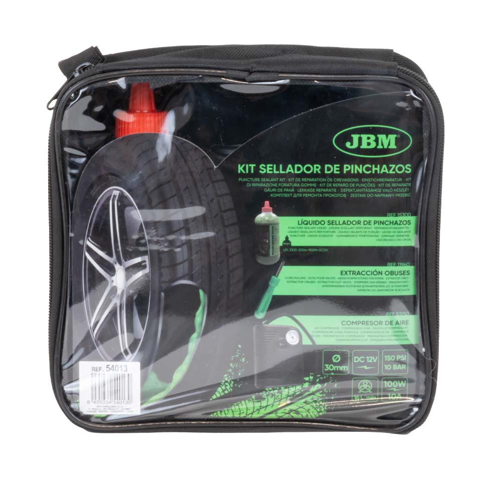 KIT DI RIPARAZIONE PNEUMATICI - LIQUIDO SIGILLANTE E COMPRESSORE D'ARIA