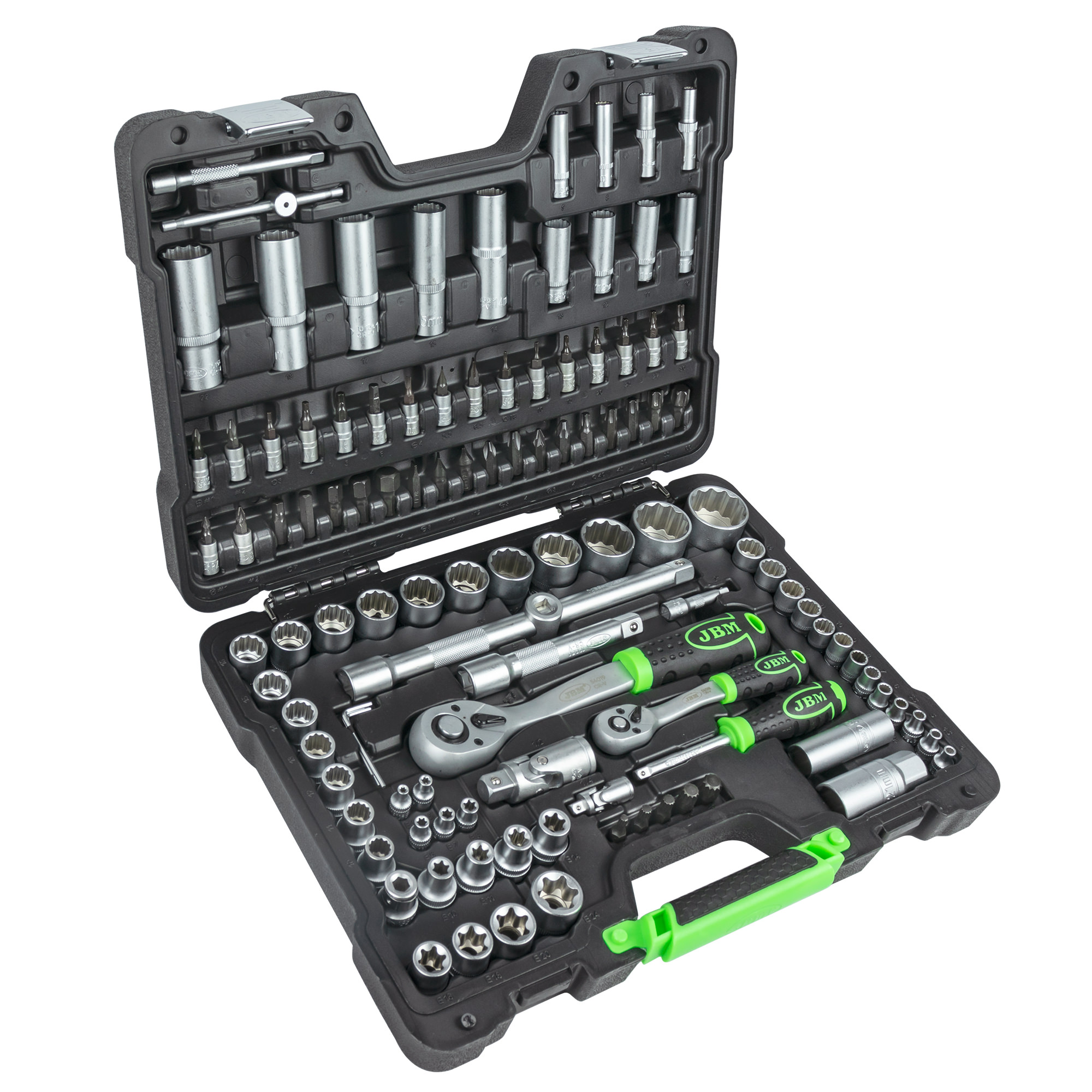 SET DI UTENSILI DA 113 PEZZI CON BUSSOLE A 12 LATI DA 1/4" E 1/2" – FINITURA ZINCATA - immagine 2